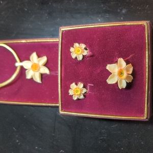 Narcissus flower Necklace, Ring, Earrings